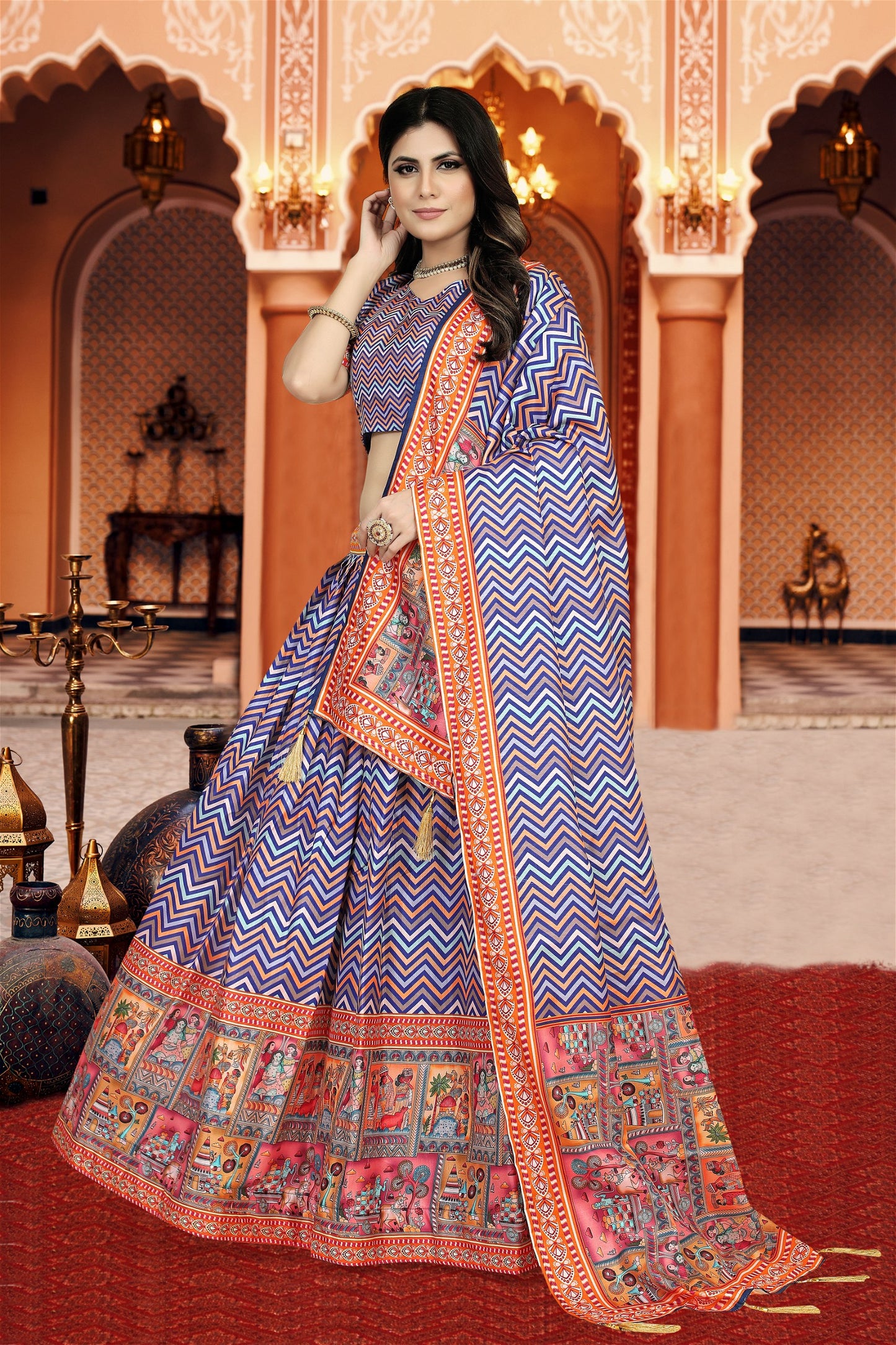 Blue Color in Dola Silk Attractive Fancy Lehenga Choli for Women